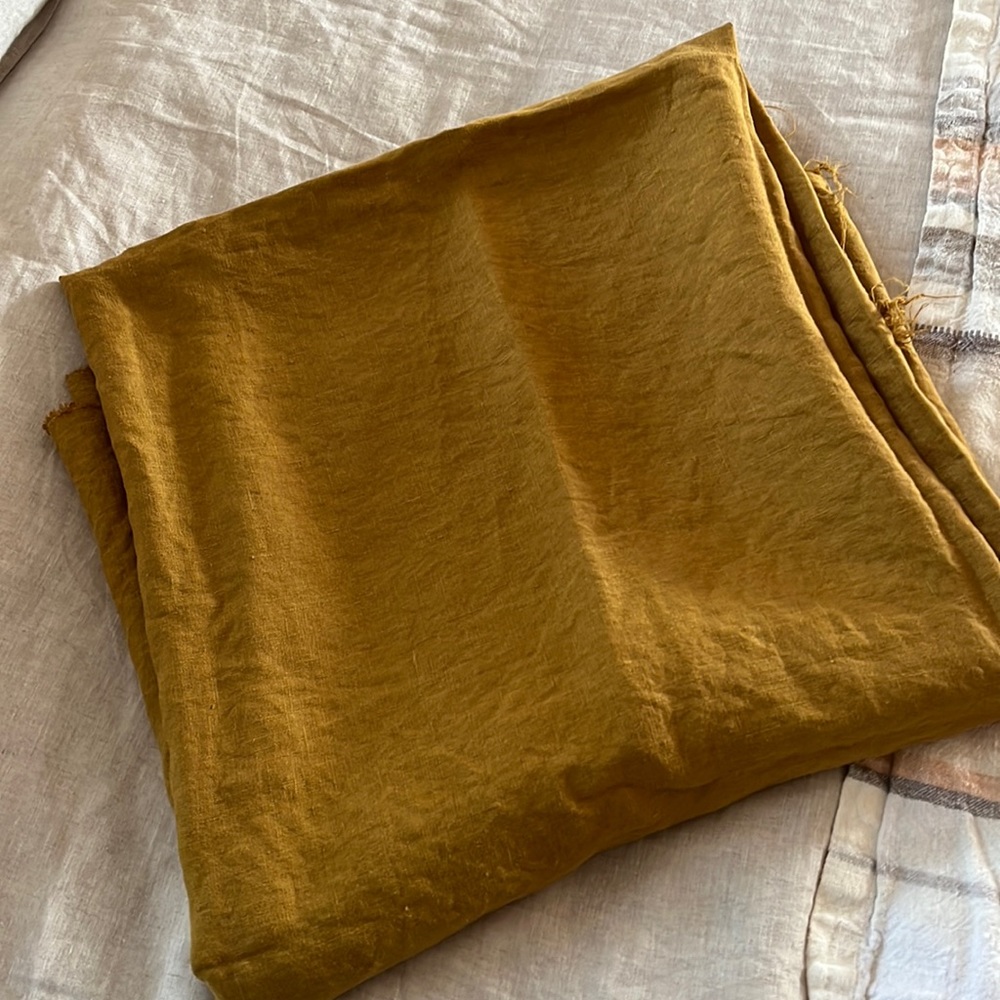 2 yards of ocher color linen fabric
